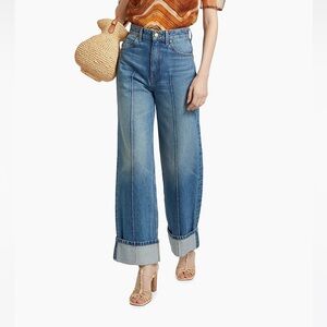 Ulla Johnson Blue Wide-Leg Cuffed Jeans